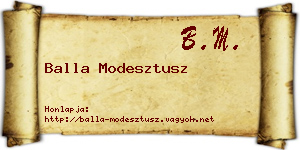 Balla Modesztusz névjegykártya